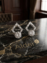 Silver Diamond Hexagon Drop Earrings