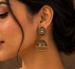 Antique Gold Sun Jhumka Earrings
