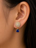 Gold Diamond Sapphire Drop Earrings