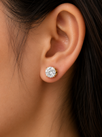 Gold Diamond Solitaire Stud Earrings