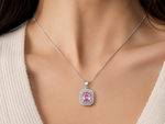 Imperial Sapphire Halo Gold Necklace