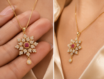 Lumière Celeste Gold Flower Necklace