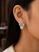 Silver Baguette Diamond Drop Earrings