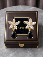 Gold Diamond Flower Stud Earrings