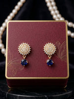 Gold Diamond Sapphire Drop Earrings
