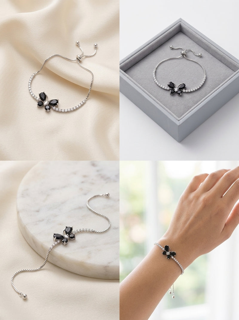 Noir Butterfly Crystal Tennis Bracelet