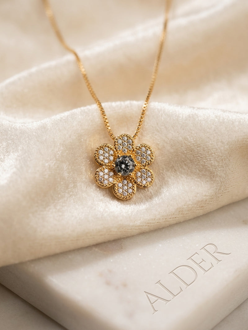 Midnight Sapphire Sunburst Necklace