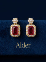 Ruby Emerald Cut Drop Earrings