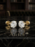 Gold Diamond Solitaire Stud Earrings